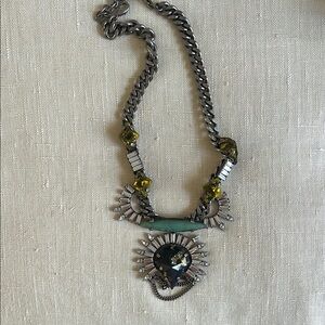 Elegant Silver and Green Dannijo Statement Necklace